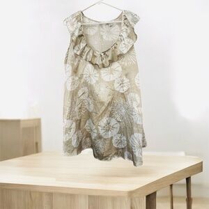 Liz Lange for Target Tan and White Floral Tank Top